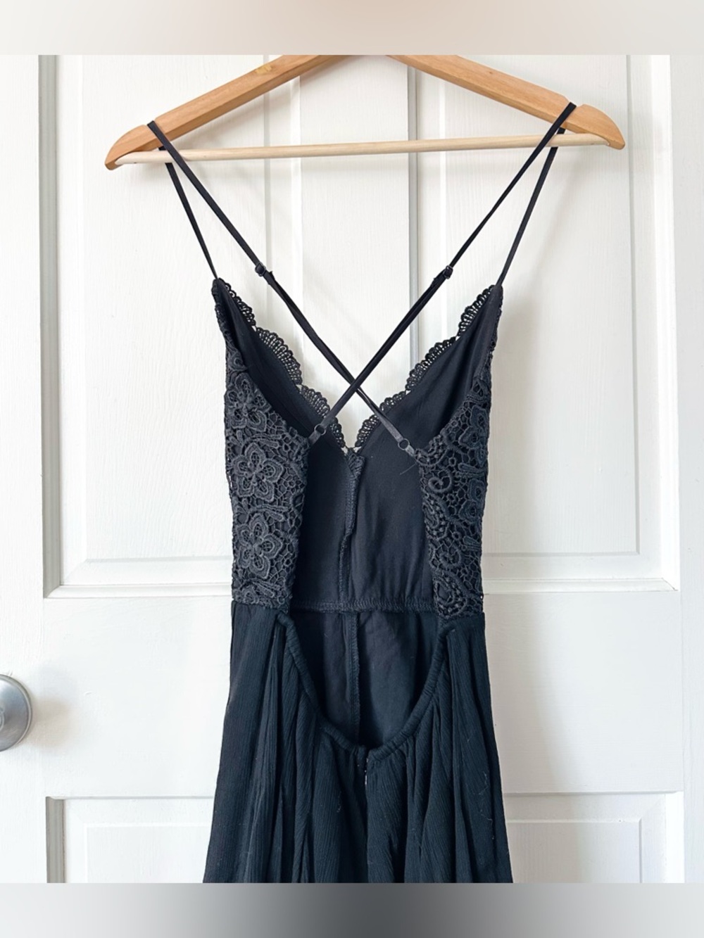 Lulu’s Star Spangled Black Backless Lace Romper Mini Dress Size S - Picture 8 of 16